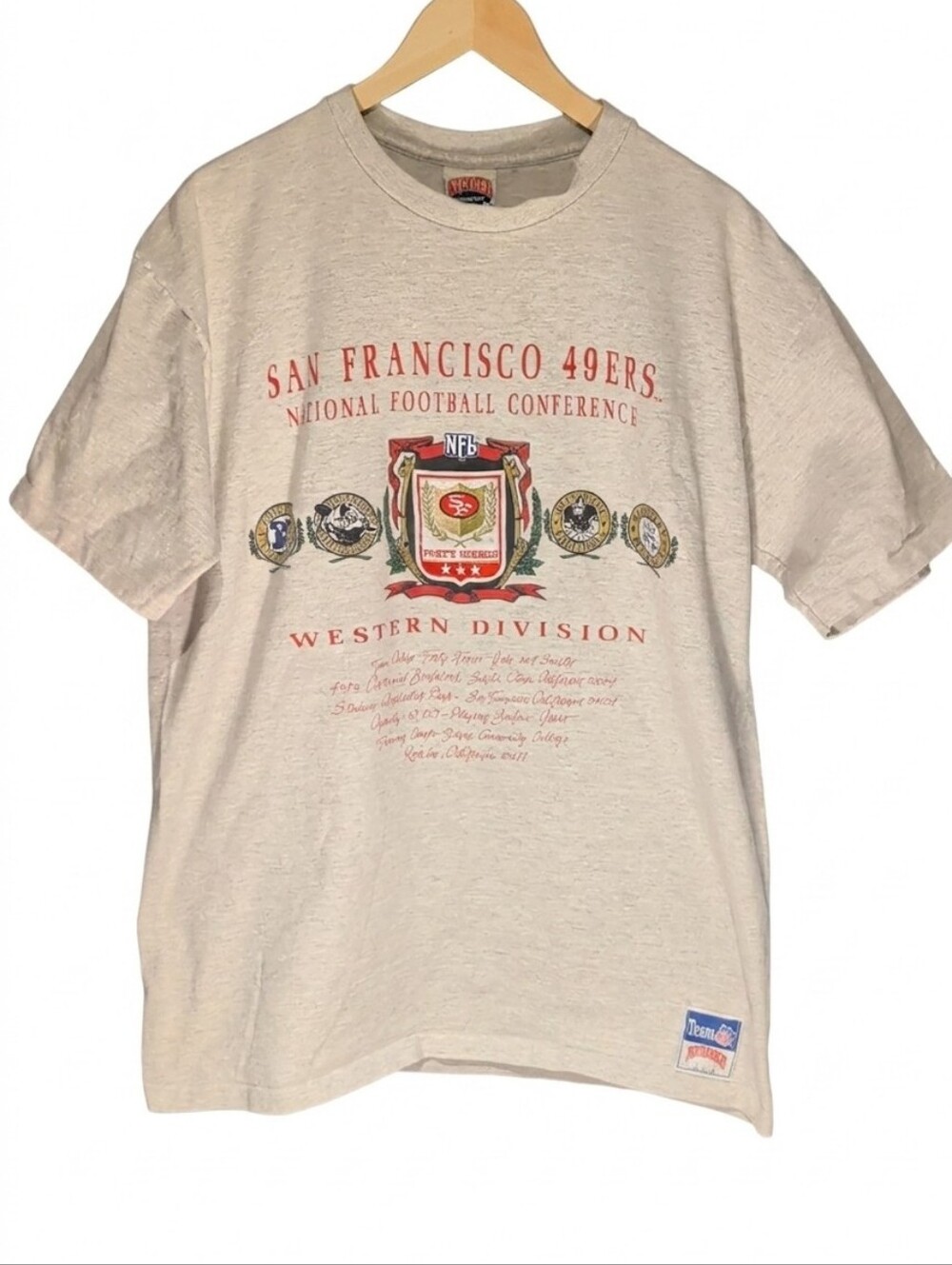 Vtg San Fransisco 49er T Shirt XL Grey Nutmeg Tag NFL USA Football Embroidered